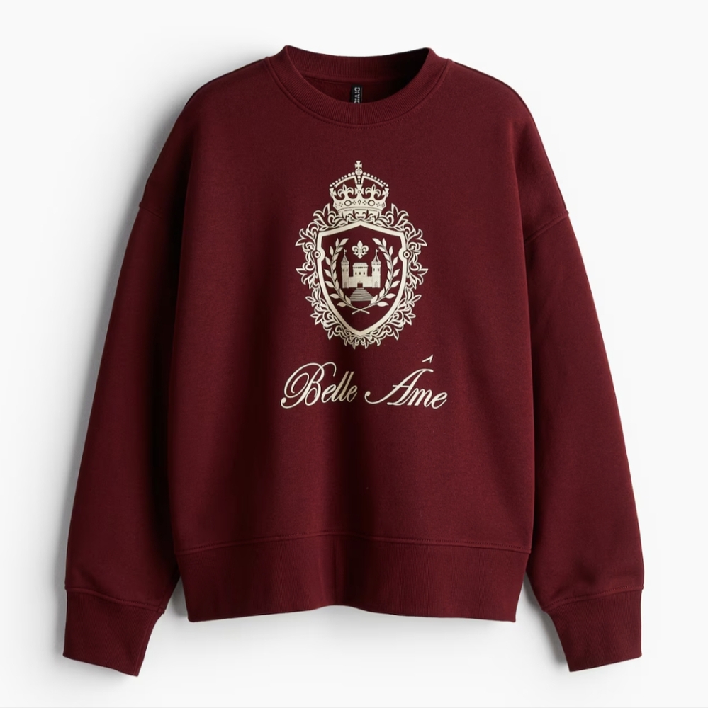 H&M Oversized Crew Sweatshirt Burgundy Belle Ame
